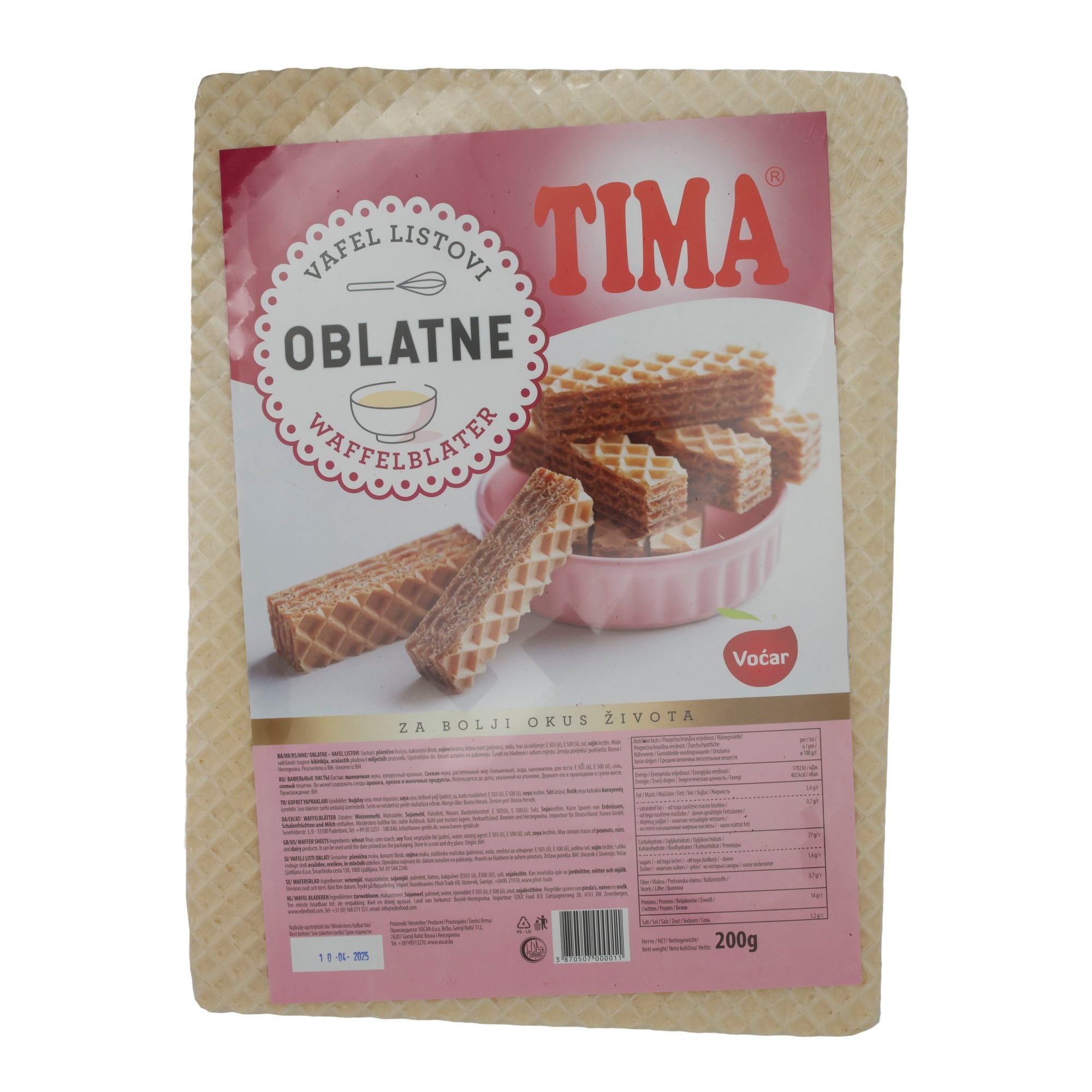 Waffelblätter Tima Oblatne | Waffel | perfekt für hausgemachte Waffeldesserts | 200 g TIMA